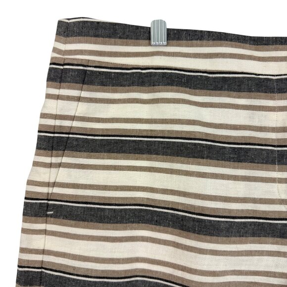 Ann Taylor Shorts Women's 14 Linen Blend Devin City Shorts Straight Fit Striped - Picture 3 of 12